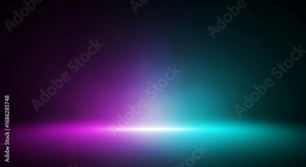 Fototapeta Abstract dark background with pink and blue neon lights in studio room