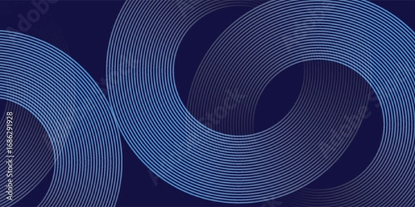 Obraz Abstract blue glowing geometric lines modern shiny blue circle lines pattern. Suit for cover,  banner, brochure