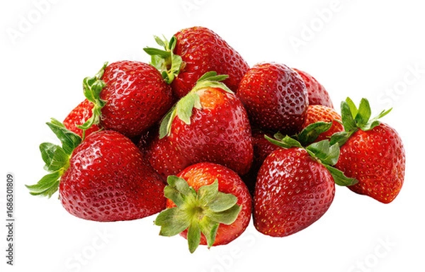 Fototapeta A cluster of fresh, ripe strawberries