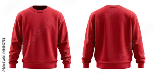 Fototapeta Red crewneck sweatshirt, front and back view (3)