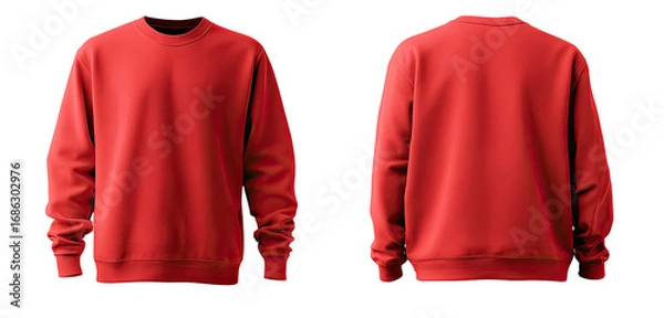 Fototapeta Red crewneck sweatshirt, front and back views (4)