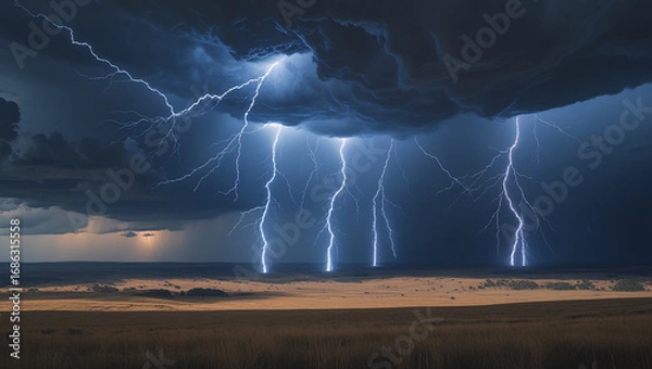 Obraz thunderstorm with lightning over