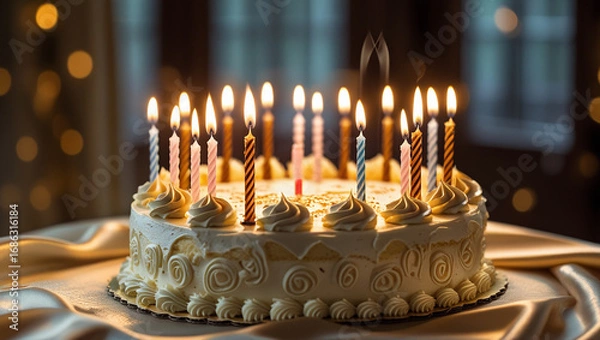 Obraz A decadent birthday cake with multiple can