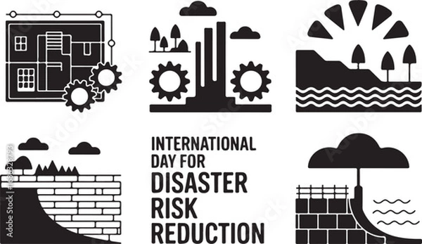 Obraz International Day for Disaster Risk Reduction Awareness Vector Illustration