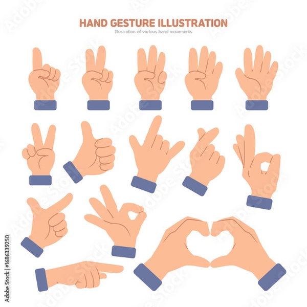 Fototapeta 손가락 동작 모음 일러스트