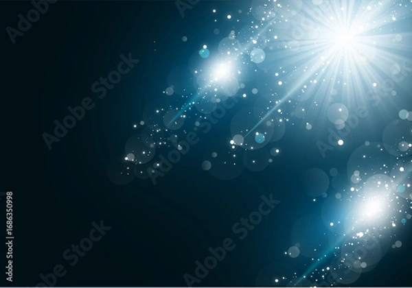 Obraz 青色の光のフレアとパーティクル