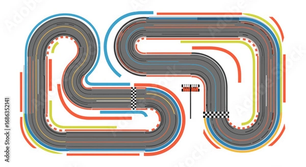 Fototapeta Creative race track design for indoor entertainment and miniature racing adventures