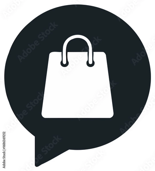 Fototapeta Shopping bag in speech bubble, online store marketing, e-commerce notification