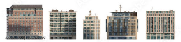 Fototapeta Modern building facades for architectural background isolated png on a transparent background premium cutout