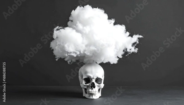 Fototapeta A skull with a cloud atop it