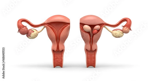 Obraz Anatomical representation of the female reproductive system isolated on white background