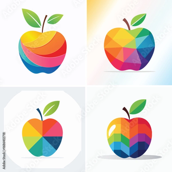 Fototapeta Apple a vibrant collection of abstract vector illustrations, multiple colorful elements mixed together, energetic and playful composition.