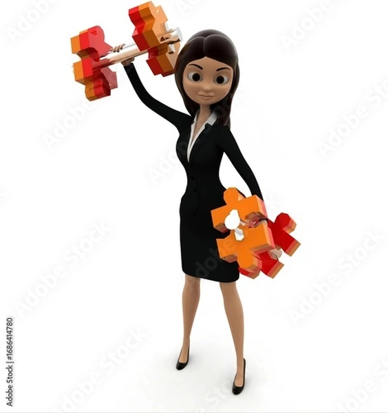 Obraz 3d woman doing exercise with dumbbells concept