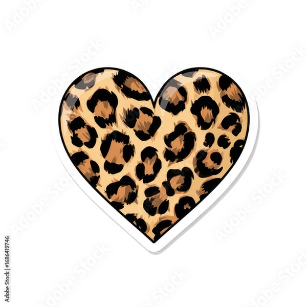 Fototapeta Heart-shaped sticker with a leopard print
