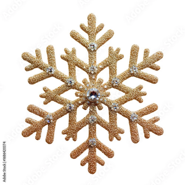 Fototapeta Detailed snowflake-shaped cookie, light beige, adorned with tiny crystals
