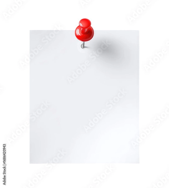 Fototapeta A blank white sticky note with a red push pin