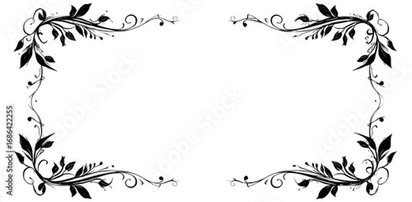 Fototapeta Ornate, dark frame with floral, vine-like design