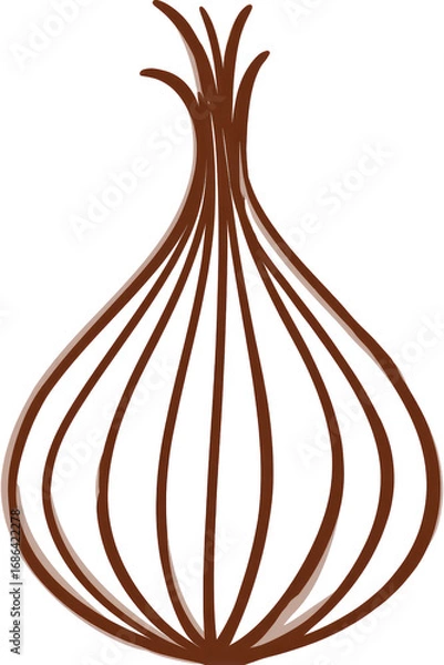 Fototapeta A stylized illustration of an onion.  Brown layers,  with a top