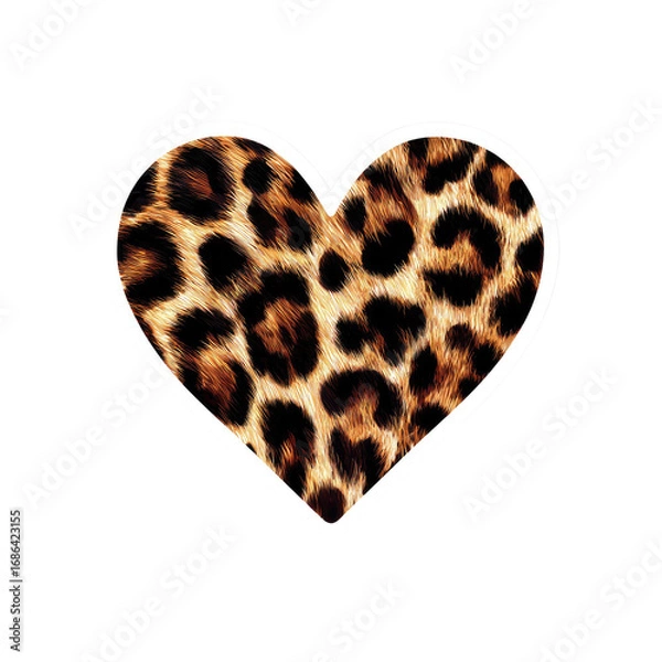 Fototapeta A heart-shaped sticker featuring a leopard print design (1)