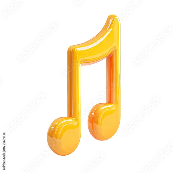 Obraz 3D rendered, vibrant gold musical note
