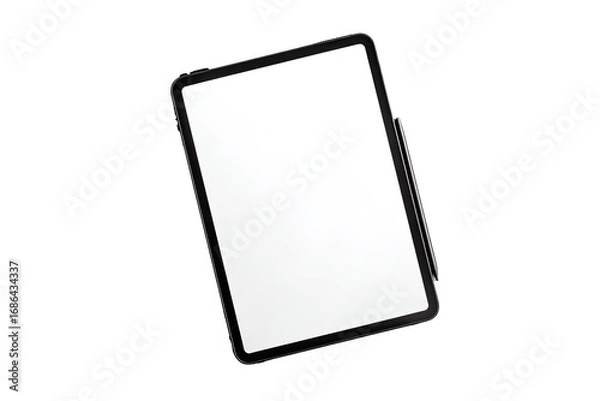 Obraz Black tablet computer with blank screen and stylus