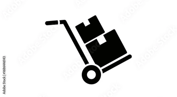 Fototapeta hand truck icon, dolly icon vector, delivery symbol, shipping icon, moving boxes vector, warehouse trolley icon, logistic symbol, cargo transport icon, package delivery icon, parcel moving vector, fre
