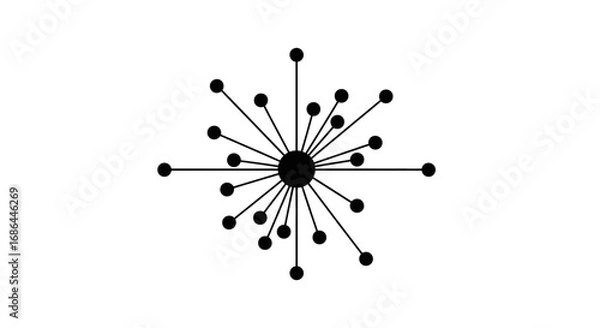 Fototapeta network hub icon, connection nodes vector, data communication symbol, hub and spoke graphic, digital network illustration, system connection icon, central hub vector, information flow symbol, data exc