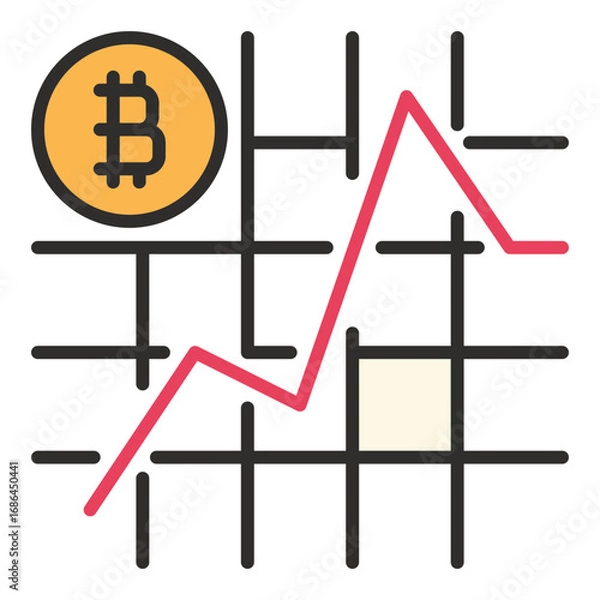 Fototapeta Bitcoin simple Chart vector BTC Investment colored icon or design element