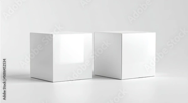 Obraz Two blank white cubes on a light gray surface