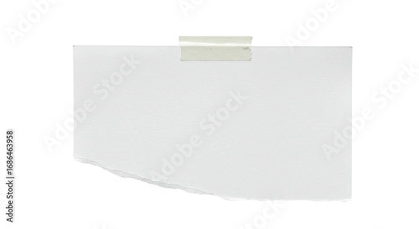 Fototapeta White torn paper note with adhesive tape on transparent background