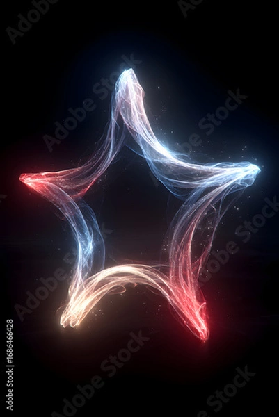 Fototapeta Creative star design with colorful light trails during Labor Day celebrations