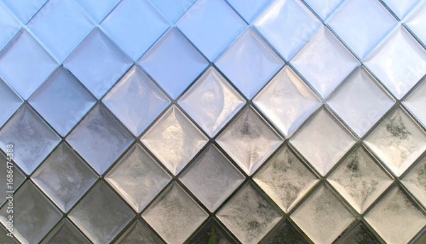 Fototapeta Frosted Glass Mosaic Wall Texture with Diamond Pattern