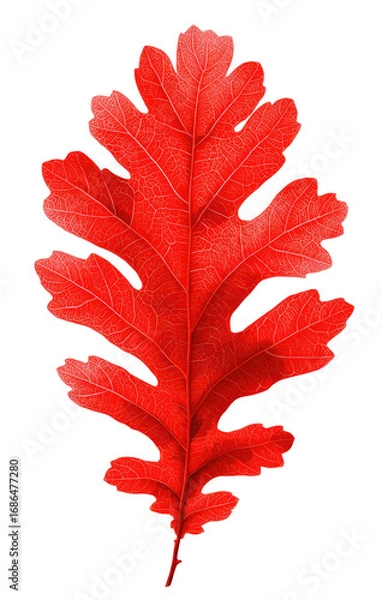 Fototapeta Vivid red oak leaf, isolated