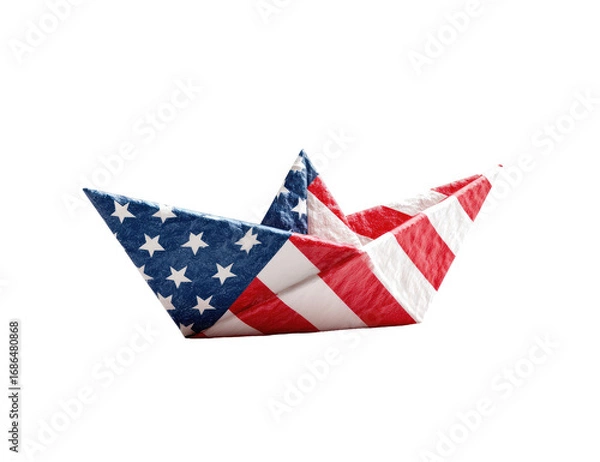 Obraz Folded paper boat adorned with the American flag