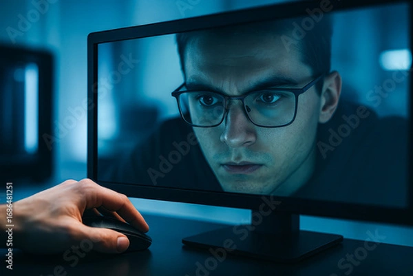 Fototapeta Professional Individual Concentrating on Work Monitor