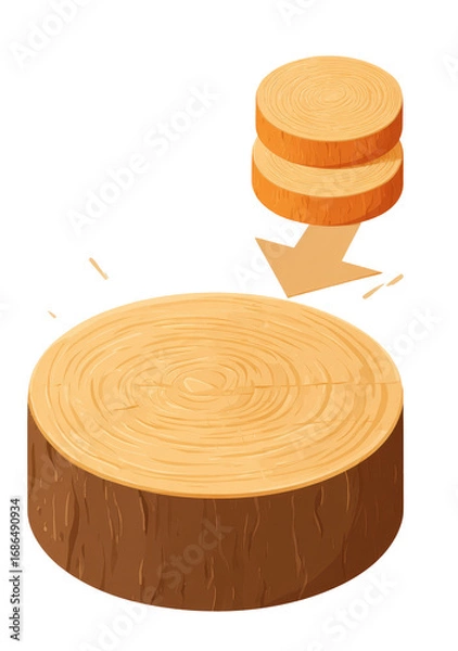 Obraz Stacked wood slices falling from tree stump