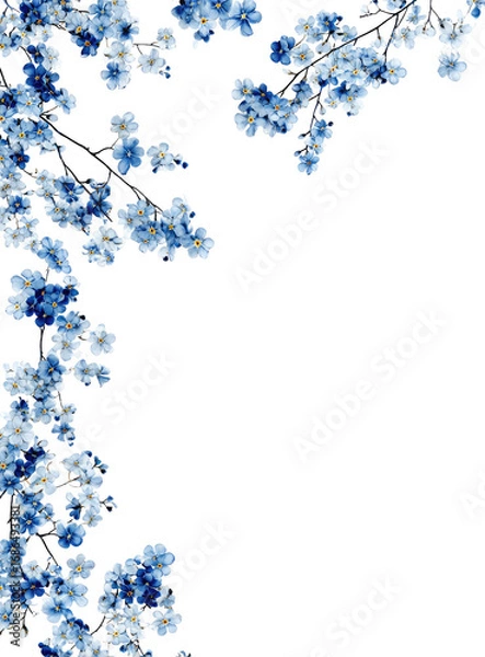 Obraz Delicate blue blossoms cascading in a corner frame
