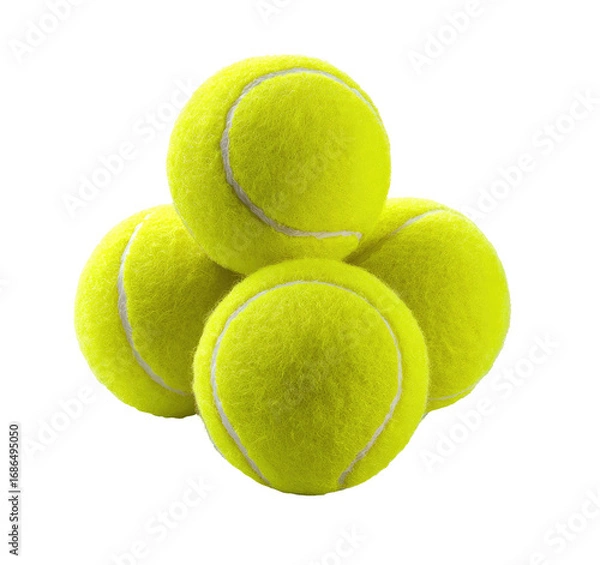 Obraz Four tennis balls clustered together, showing off their bright yellow color and white stitching