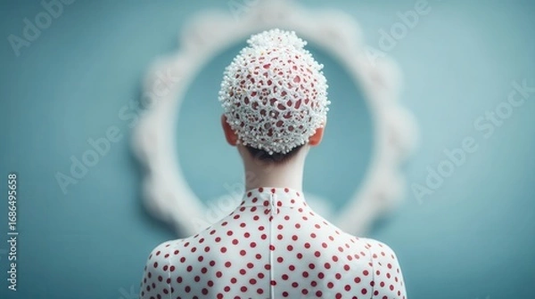 Fototapeta Surreal self-portrait of a ballerina in brainrot meme mirror
