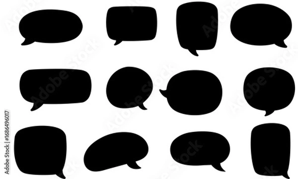 Fototapeta Comic Burst Speech Bubble and Text Box Silhouette Vector Set