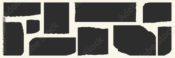 Fototapeta black torn paper vector collection design element for texture and background use