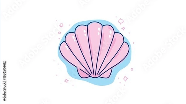 Obraz Charming Pink Seashell Illustrating Coastal Beauty with Soft Pastel Colors
