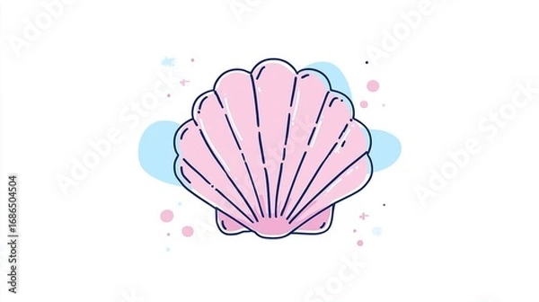 Obraz Charming Pink Shell with Soft Blue Surroundings Emitting a Playful and Dreamy Vibe
