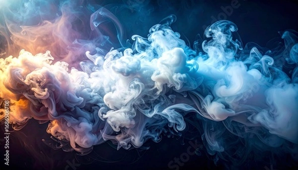 Fototapeta Colorful Smoke Swirls Against Dark Background for Artistic Expression