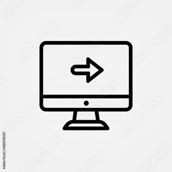 Fototapeta Directional shift illustrated through a monitor with arrow symbol outline