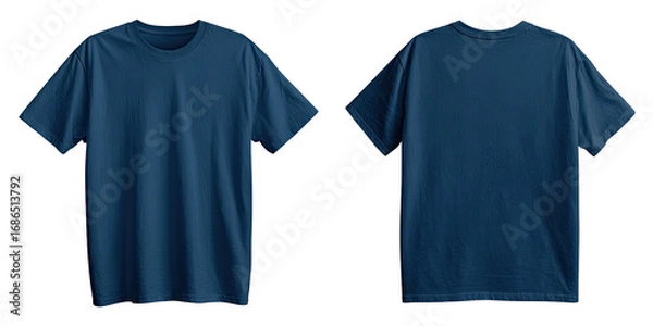 Obraz Blank navy blue short-sleeve t-shirt, front and back view