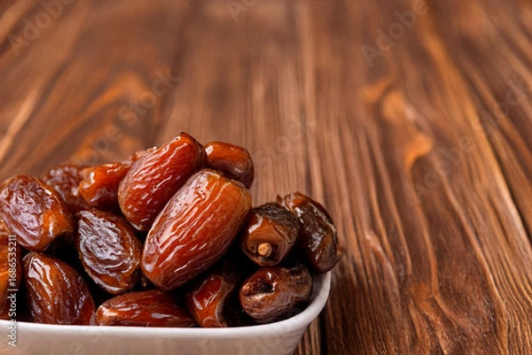 Obraz dates in a wooden bowl