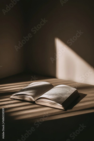 Fototapeta minimalist representation of personal development book with blurred white text bars on clean background