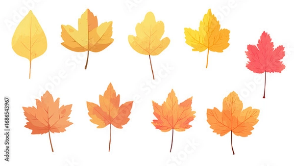 Obraz フラットなイラスト風の紅葉素材