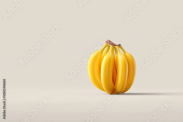 Obraz A bunch of ripe yellow bananas sits on a light gray background